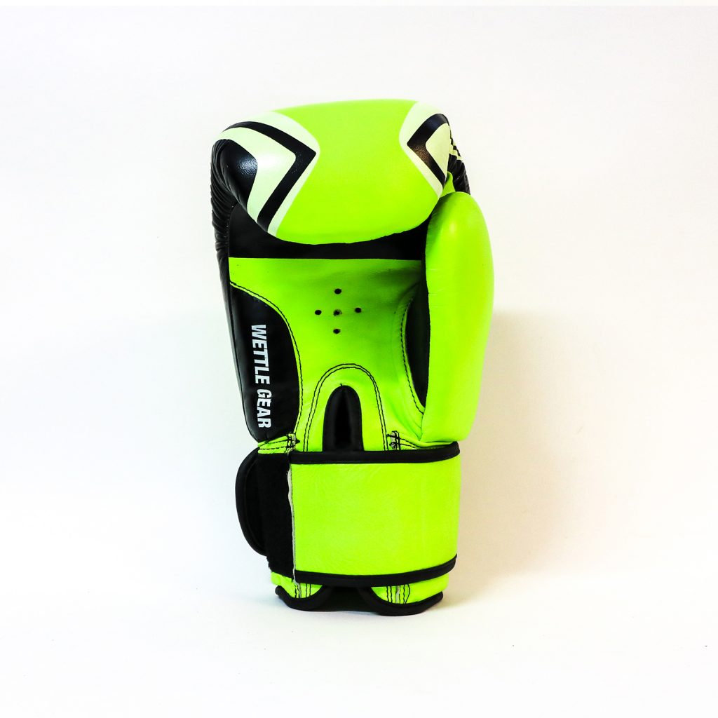 GANTS DE BOXE COMPÉTITION “RAJADAMNERN” EN CUIR SUPERIEUR JAUNE FLUO WETTLE GEAR BlankId